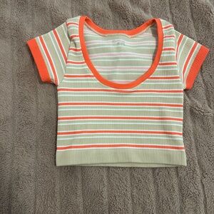 Aerie beige, and pink crop top